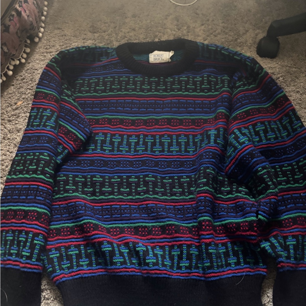 Robert Bruce Colorful Patterned Sweater vintage 100% Acrylic